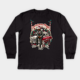 Ho-Ho-Horsepower - A Xmas Christmas December Car Guy Retro Vintage Style Kids Long Sleeve T-Shirt